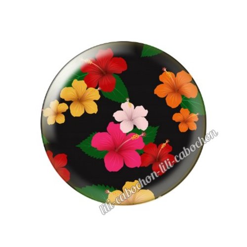 Cabochon résine a coller 25 mm fleurs tropical tr44