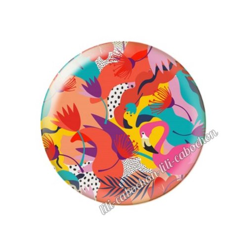 Cabochon résine a coller 25 mm fleurs tropical tr47