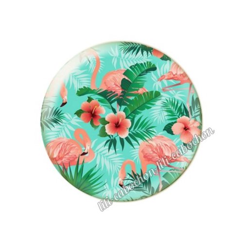 Cabochon résine a coller 25 mm fleurs tropical tr50