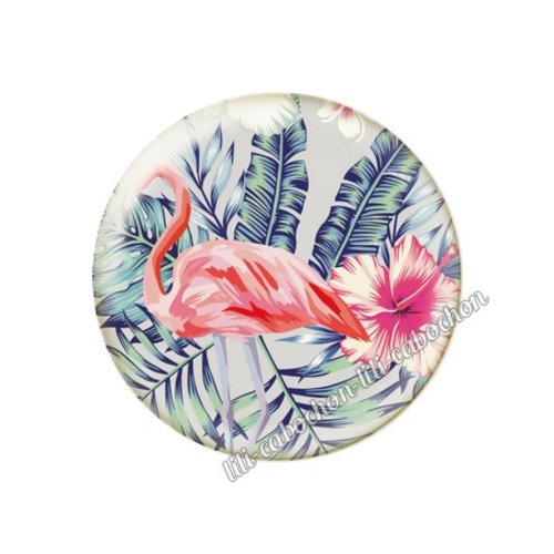Cabochon résine a coller 25 mm fleurs tropical tr52