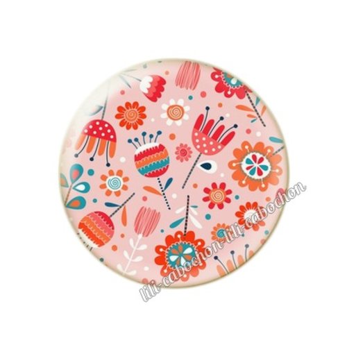 Cabochon résine a coller 25 mm fleurs tr53