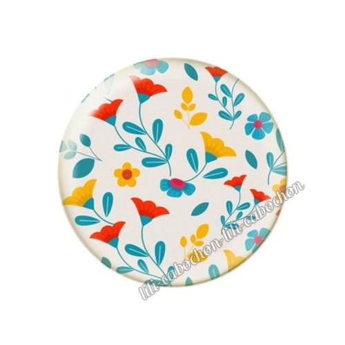 Cabochon résine a coller 25 mm fleurs tr55