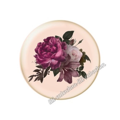 Cabochon résine a coller 25 mm fleurs tr59