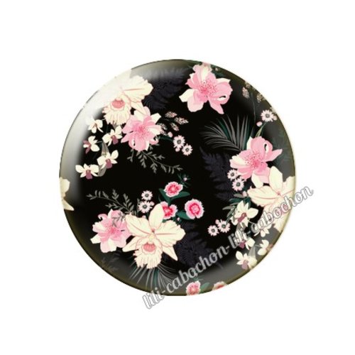 Cabochon résine a coller 25 mm fleurs tr60