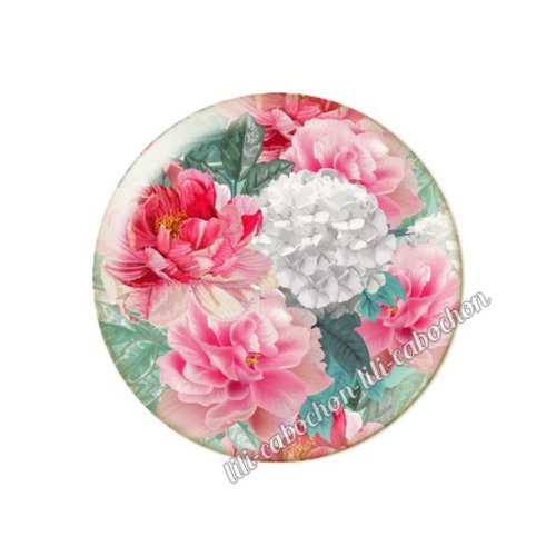 Cabochon résine a coller 25 mm fleurs tr62