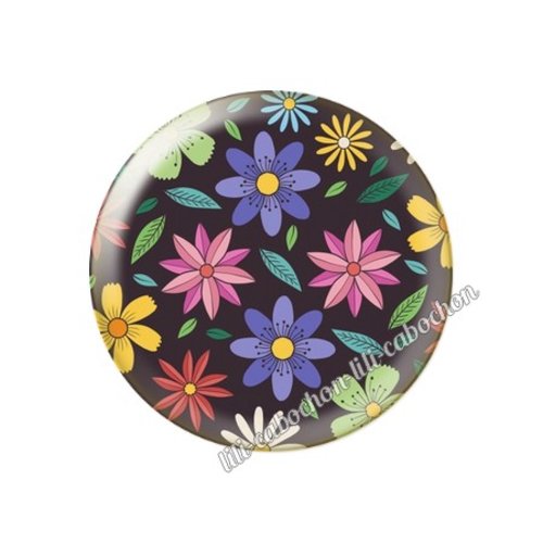 Cabochon résine a coller 25 mm fleurs tr66