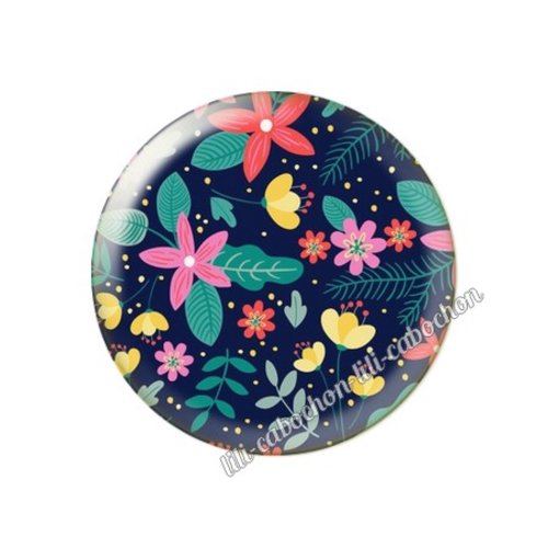 Cabochon résine a coller 25 mm fleurs tr67