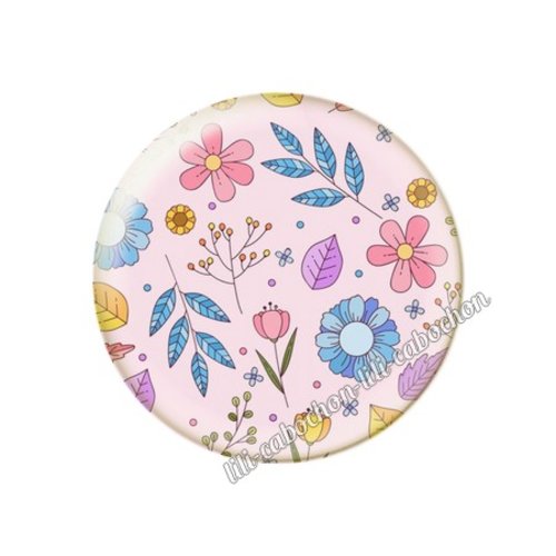 Cabochon résine a coller 25 mm fleurs tr68