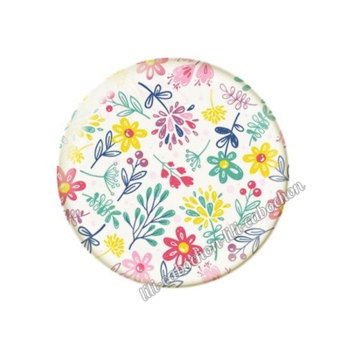 Cabochon résine a coller 25 mm fleurs tr70