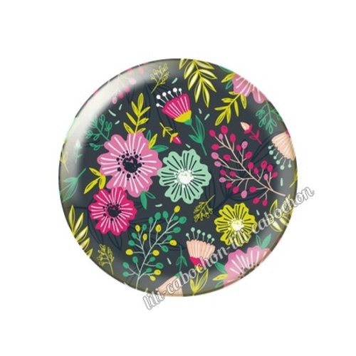 Cabochon résine a coller 25 mm fleurs tr71