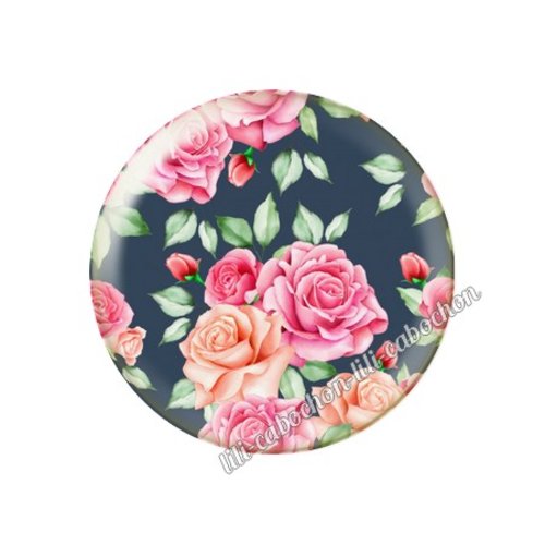 Cabochon résine a coller 25 mm fleurs tr75