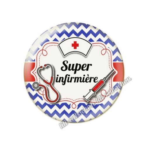 Cabochon résine a coller 25 mm infirmière tr6