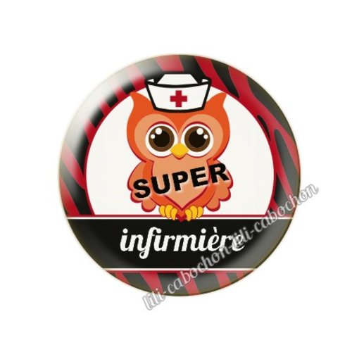 Cabochon résine a coller 25 mm infirmière tr34