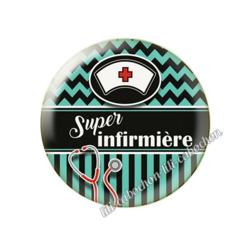 Cabochon résine a coller 25 mm infirmière tr74