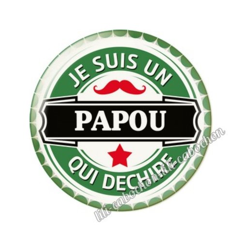 Cabochon résine a coller 25 mm papou papa tr40