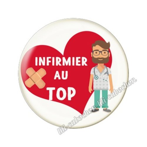 Cabochon résine a coller 25 mm infirmier tr86