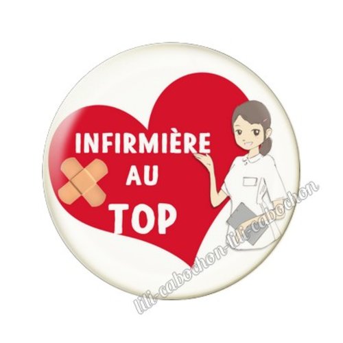 Cabochon résine a coller 25 mm infirmière fr3