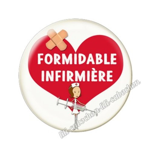 Cabochon résine a coller 25 mm infirmière fr4