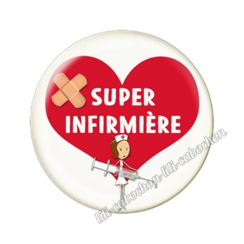 Cabochon résine a coller 25 mm infirmière fr7