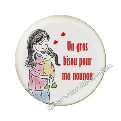Cabochon résine a coller 25 mm nounou fr8