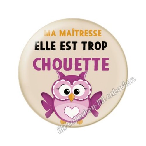 Cabochon résine a coller 25 mm maîtresse fr15