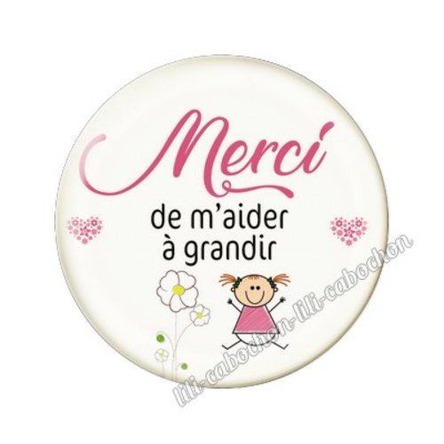 Cabochon résine a coller 25 mm merci fr18