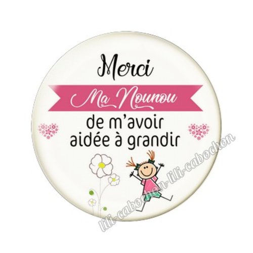 Cabochon résine a coller 25 mm merci nounou fr19