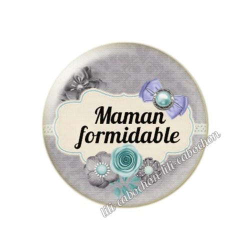 Cabochon résine a coller 25 mm maman fr2