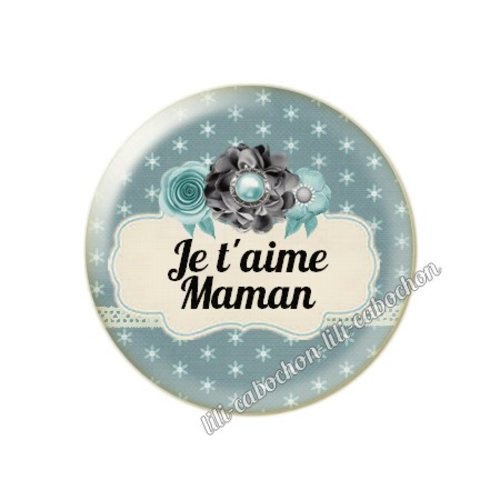 Cabochon résine a coller 25 mm maman fr3