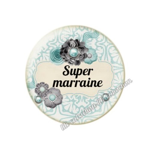 Cabochon résine a coller 25 mm marraine fr24