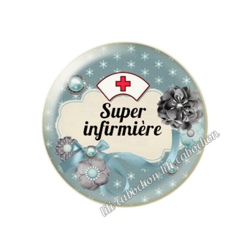 Cabochon résine a coller 25 mm infirmière fr25