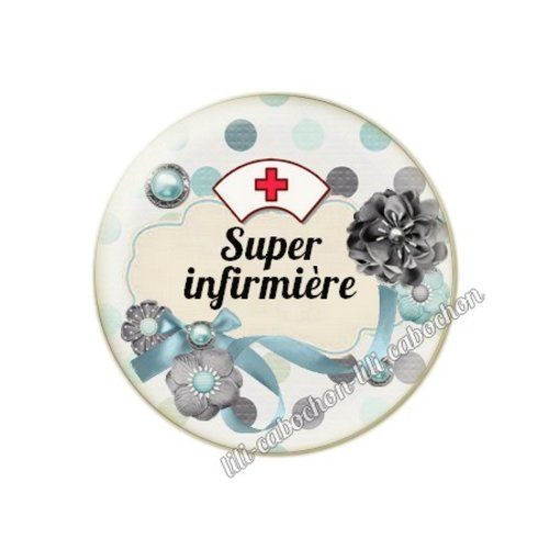 Cabochon résine a coller 25 mm infirmière fr26