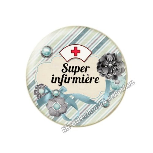 Cabochon résine a coller 25 mm infirmière fr27