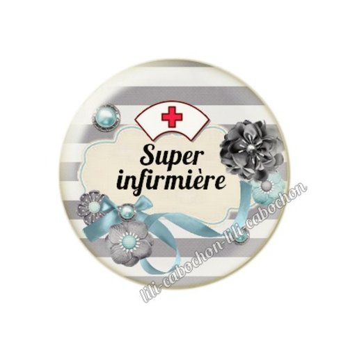 Cabochon résine a coller 25 mm infirmière fr28