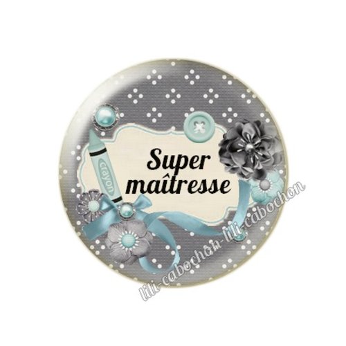 Cabochon résine a coller 25 mm maîtresse fr29