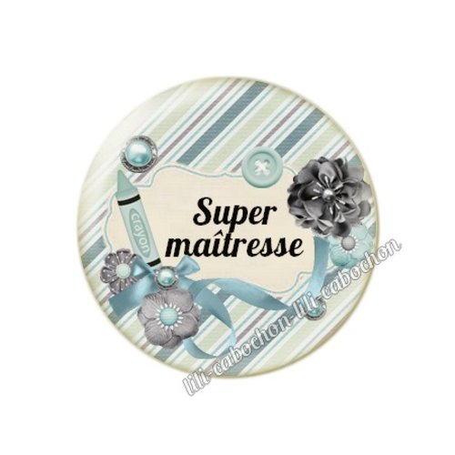 Cabochon résine a coller 25 mm maîtresse fr30