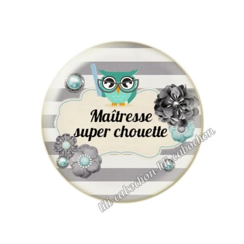 Cabochon résine a coller 25 mm maîtresse fr31
