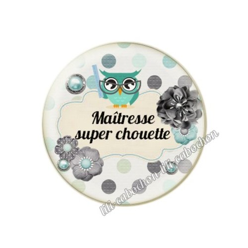 Cabochon résine a coller 25 mm maîtresse fr32
