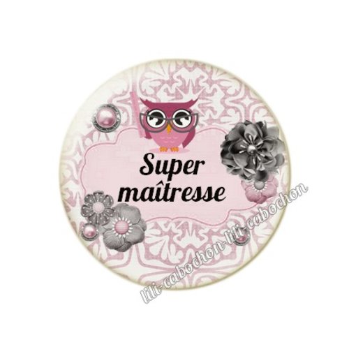 Cabochon résine a coller 25 mm maîtresse fr33