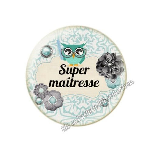 Cabochon résine a coller 25 mm maîtresse fr34