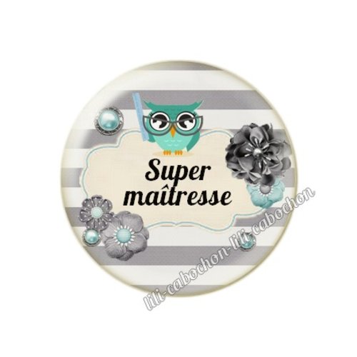 Cabochon résine a coller 25 mm maîtresse fr38