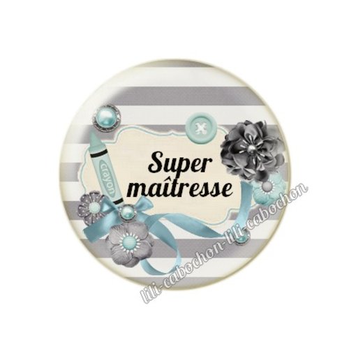 Cabochon résine a coller 25 mm maîtresse fr39