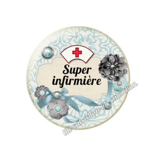 Cabochon résine a coller 25 mm infirmière fr41