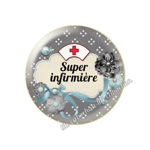 Cabochon résine a coller 25 mm infirmière fr42