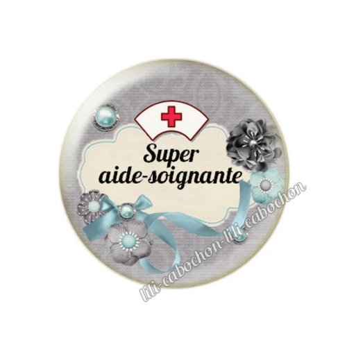 Cabochon résine a coller 25 mm aide-soignante fr43