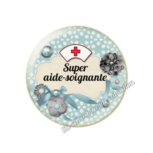 Cabochon résine a coller 25 mm aide-soignante fr44