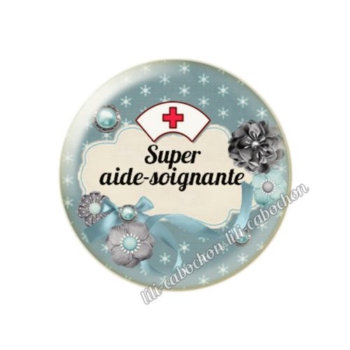 Cabochon résine a coller 25 mm aide-soignante fr45