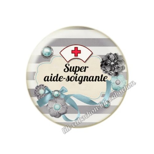 Cabochon résine a coller 25 mm aide-soignante fr46