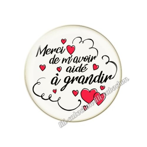 Cabochon résine a coller 25 mm merci de m'avoir aidé à grandir 40