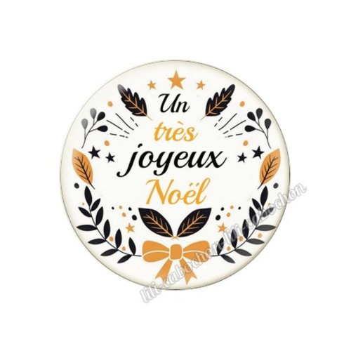 Cabochon résine a coller 25 mm joyeux noel pp9